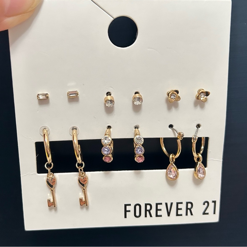 Forever 21 Set of 6 Gold-Tone Dainty Earrings Set